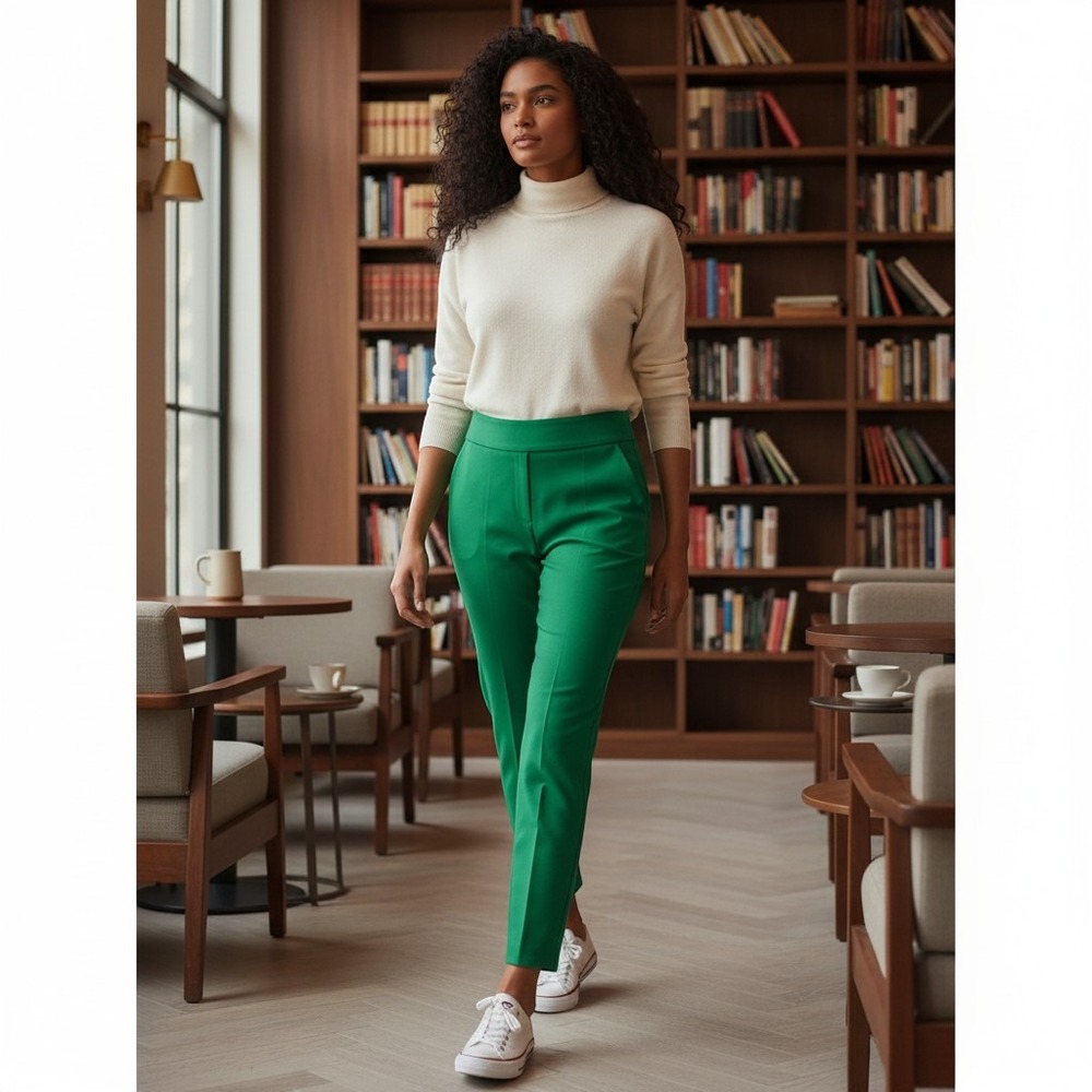 Zac & Rachel Emerald Green Slim Ankle Pants Women's Size 10 Pull On Career